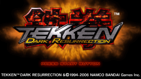 Tekken Dark Resurrection title screen for PSP